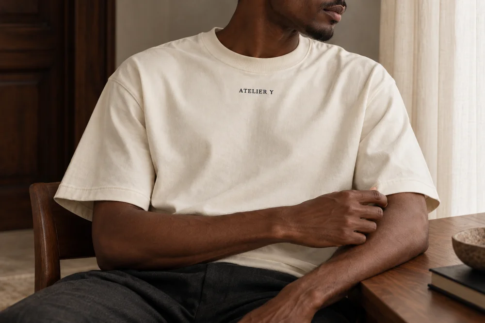 Campaign image — Eiffel Signature Tee in Chalk, front view