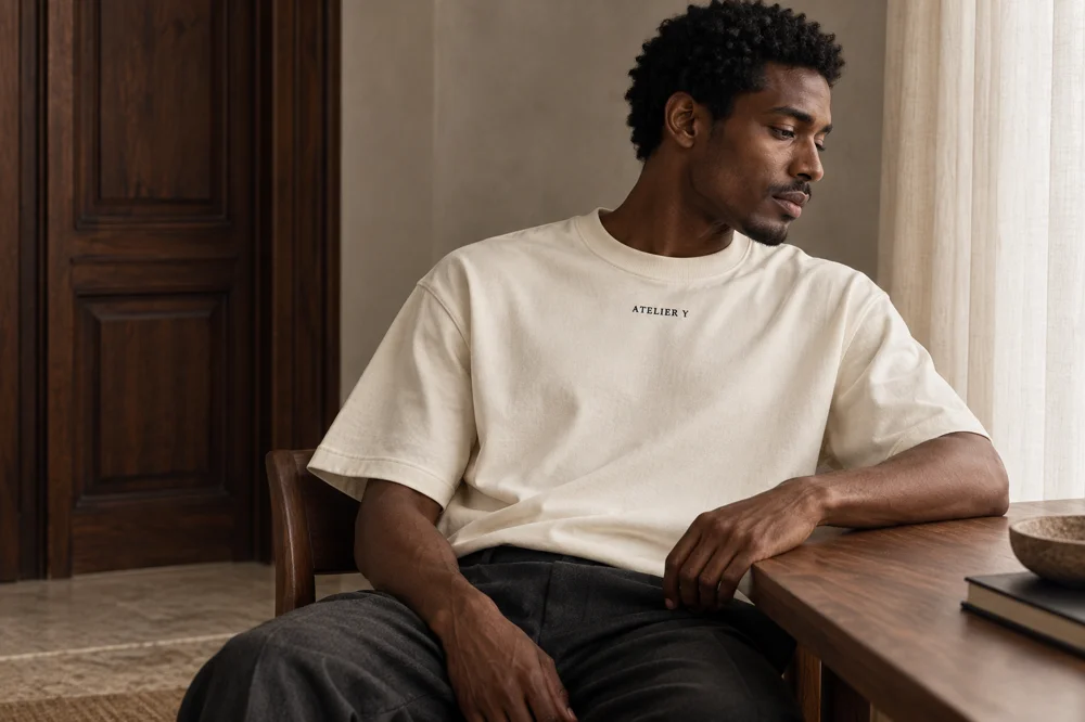 Campaign image — Eiffel Signature Tee in Chalk, front view